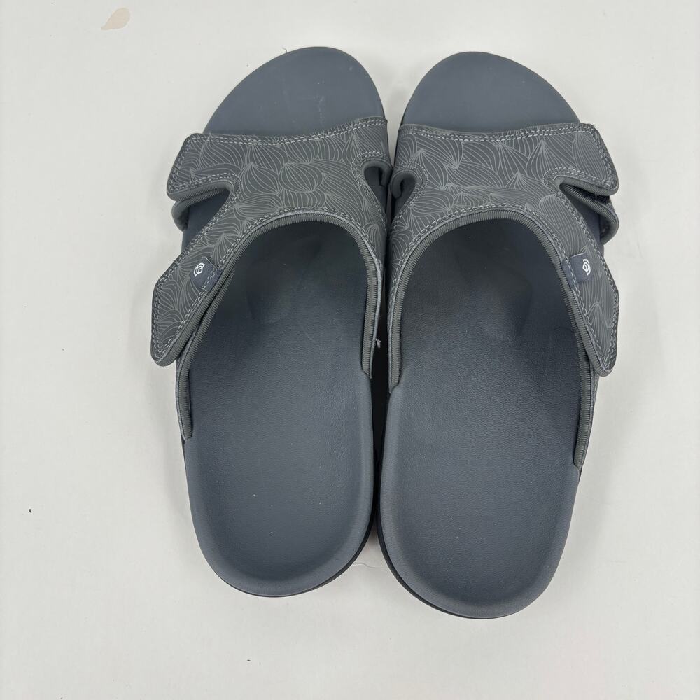 Spenco Wave Slide Sandals Size 10 Gray Orthotic Comfort Arch Support Adjustable - Picture 3 of 9